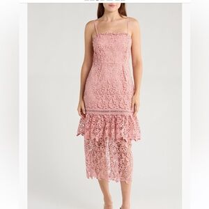 NSR Blush Lace Midi Skirt